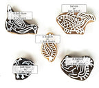 Hashcart Wooden Indian Traditional Design Printing Stamps/Blocks for Printing Saree Border/Dresses/Craft Card Making/Scrapbook/Clay Pottery (Set of 5)