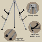 14" High Tabletop Instant Display Easel, Small Desktop Steel Easel Stand with Adjustable Holders for Paintings, Posters and Store Signs(Silver, 2Pack)
