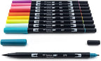 Tombow 56189 Dual Brush Pen Art Markers, Tropical, 10-Pack. Blendable, Brush and Fine Tip Markers