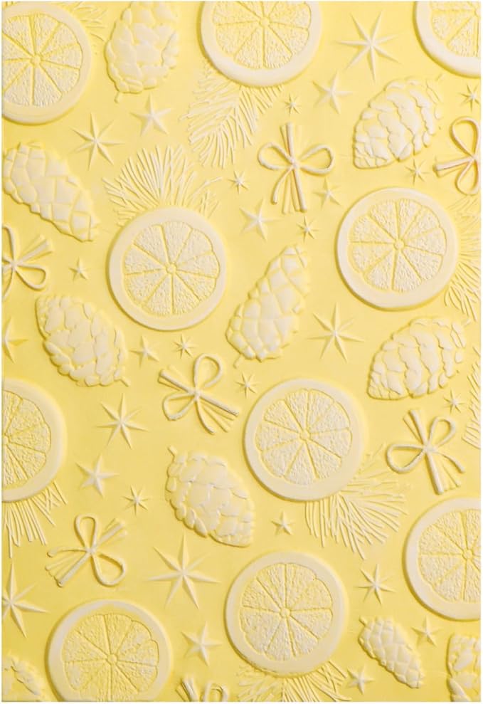 BAOFALI 3D Christmas Theme Plastic Embossing Folders Lemon Pine Nut for DIY Scrapbooking Photo Album Card Paper Craft Decoration for Card Making,Embossing Template Paper Card Embossing Stencil