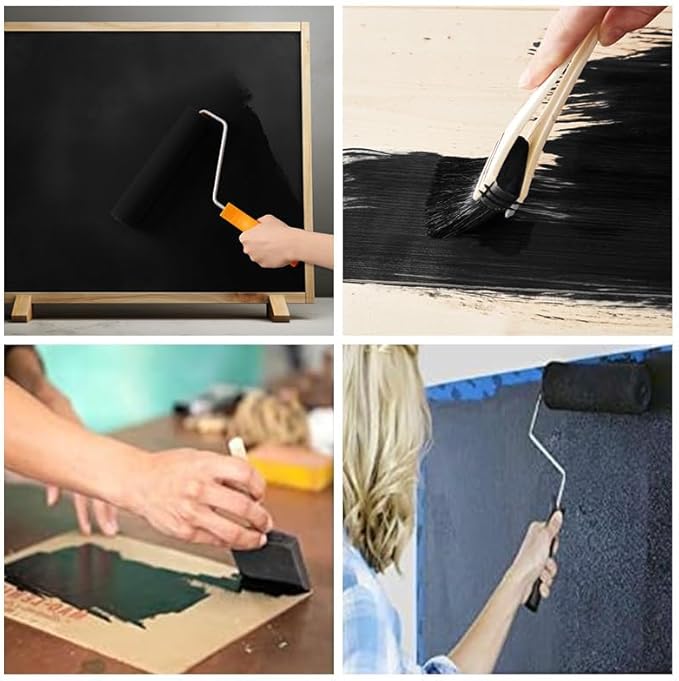 Chalkboard Paint Black Chalk Board Paint for Wood, Metal, Glass, Wall, Plaster Boards Sign, Frame Any Surface Black Matte Finish, Acrylic Non-Toxic, Quick-Dry - 250g, 9oz, Cover 35 sf