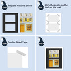 Mat Board Center, Pack of 10, Photo Picture Mats - Acid Free, 4-ply Thickness, White Core - for Pictures, Photos, Framing (11x14 for 2-5x7 Black)