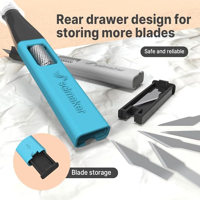 3 PCS Exacto Knife,Hidden Blade Design at The End,Comes with 5 Spare High Qualiry Carbon Steel Exacto Knife Blades. Craft Knife for Crafting, Arts,Modeling,Scrapbooking,Stencil,DIY Projects.Blue