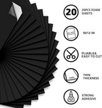 MEARCOOH Self Adhesive Foam Sheets Black, 1mm Sticky Eva Foam Paper 9x12 Inch for Crafts(20PACK)
