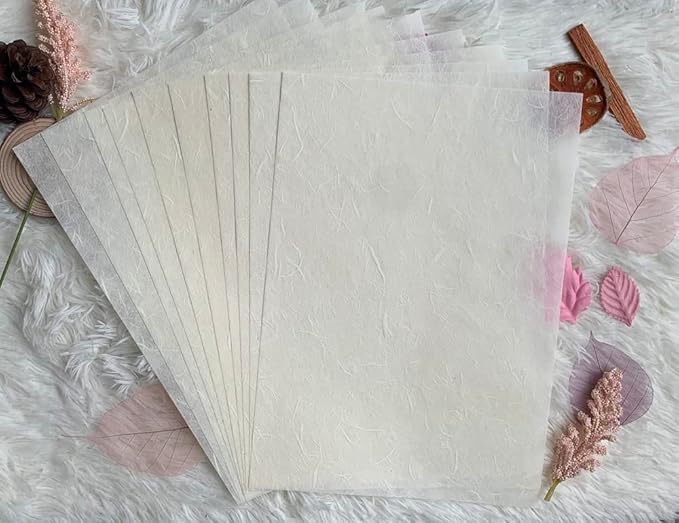 50 Sheets A4 Natural Fiber Mulberry Tree Mulberry Paper Sheets Art Tissue Washi Paper Design Craft Art Origami Suppliers Card Making DIY Crafts (Pastel Tone, A4)