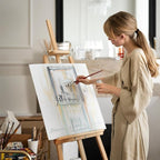 Wooden Painting Easel Stand, Adjustable＆Folds Flat for Storage, Ideal for Painting, Office Presentations, Posters, Signage
