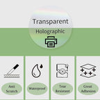 2" Round Transparent Thermal Label Stickers, Holographic Clear Self-Adhesive Direct Thermal Labels, Perforation Line Design& Waterproof- 300 Sheets