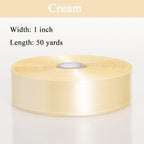 1 Inch Cream Yellow Solid Satin Ribbon, 50 Yards Craft Fabric Ribbon for Gift Wrapping Floral Bouquets Wedding Party Decoration