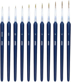 11Pcs Fine Detail Paint Brushes Set Fine Tip Paint Brush Miniature Mini Paints Brush for Watercolor, Oil, Acrylic, Face, Nail, Scale Model Painting Line Drawing (00000#-7#) Dark Blue XZHY
