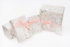 Itsy Belle Studio Floral Wedding Wrapping Paper sheets + Ribbon Set with Tags - White Gift Wrap, Pink Floral, Boho Bridal Shower