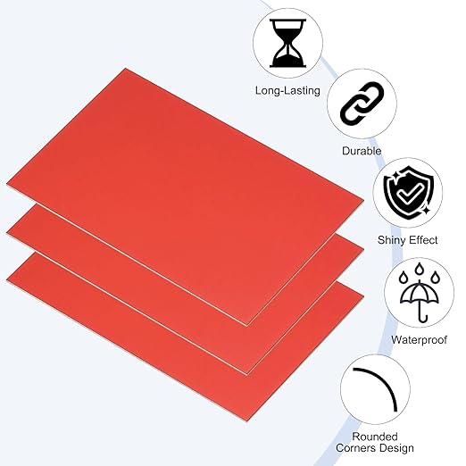 PATIKIL 2.1x3.3 Inch Anodized Aluminum Sheet Metal, 15Pcs Laser Plates Engraving Blanks 0.5MM Thin Rectangle for Crafting DIY House Laser Engraving, Red