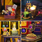 DIY Book Nook Kit - DIY Miniature Dolls House Kit with Furniture and LED Light, 3D Puzzle Wooden Art Bookends, Model Kits for Adults to Build (Magic Energy Station)