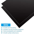 3 Pack 5052 Aluminum Sheet Metal 12 x 12 x 1/16 (0.06”) Inch Black Anodized Aluminum Sheet 1.5MM Thin Aluminum Plates Engraving Blanks for Laser Engraving, Crafting, Decoration