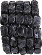Natural Black Spectrolite Cuboid Stone Loose Semi Gemstone Beads for Jewelry Making 8mmx12mm 38cm/Strand