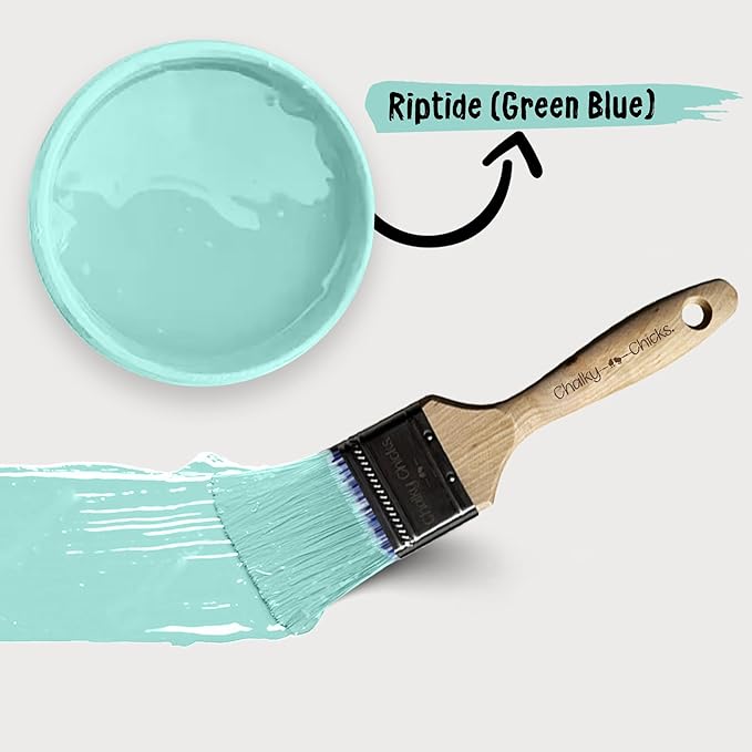 Chalky Chicks All-in-One Chalk Paint for Furniture or Cabinet - 8 Fl Oz - Matte Finish Riptide (Green Blue) for Metal, Wood Furniture Paint - No Sanding All-in-One for Home Decor & Crafts, USA Made