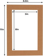 5.5x8.5 Mat for 8.5x11 Frame - Precut Mat Board Acid-Free Brown 5.5x8.5 Photo Matte for a 8.5x11 Picture Frame, Premium Matboard for Family Photos, Show Kits, Art, Picture Framing, Pack of 10 Mats