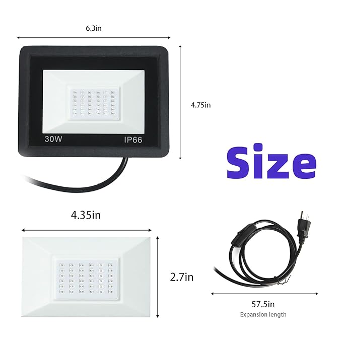 30W UV Light for Resin Curing 3D Printer Curing Lamp Kit for SLA/DLP/LCD 3D Printing 395-405nm Efficient IP66 Waterproof Flood Light with 36pcs Black Light Lamp Beads (Curing Lamp 30W)
