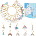 SUNNYCLUE 1 Box 20Pcs Knitting Stitch Markers Crochet Rainbow Colorful Leverback Charms Cute Crochet Markers for Knitting Weaving Sewing Needleworks Women DIY Craft