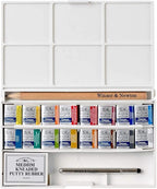 Winsor & Newton Cotman Watercolor Paint Set, Complete Pocket Set, 16 Half Pan w/ Brush, Eraser, Mixing Palette
