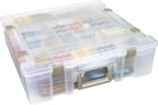 ArtBin 6981AB Super Satchel Deluxe Divided Base, Large Portable Art & Craft Organizer with Drawers, [1] Plastic Storage Case, Clear