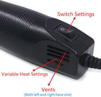 mofa Temp Regulation Heat gun,6.6ft Cable 300W Hot Air Gun for Crafting,Acrylic Paint Dryer Multi-Purpose Electric Heating Nozzle(Black,Red)