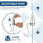 uxcell 2Pcs Picture Hanging Wire Kit, 3 m x 1.5 mm Heavy Duty Picture Hangers Adjustable Wire Rope with S-Hooks and Loop, Load 35kg/77.1 lbs for Hanging Mirrors Light Lamp Artwork