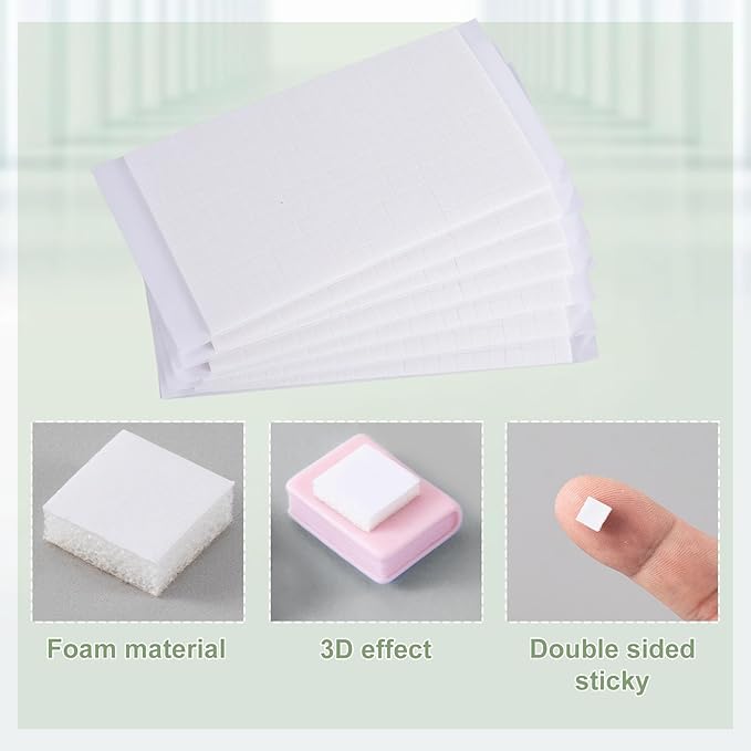 6 Sheet Double-Sided Foam Adhesive Squares, 2 Sizes 3D Square Foam Tape for Crafts, Pre-Cut Foam Mount Adhesive Strips for DIY, Scrapbooks, Office - 990pcs