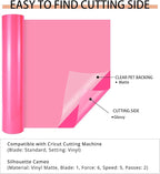 HTVRONT Neon Pink Permanent Vinyl, 12" x 40 FT Adhesive Permanent Vinyl Roll for All Cutting Machine, Silhouette, Cameo Cutters, Signs, Scrapbooking, Craft, Die Cutters (Glossy Neon Pink)