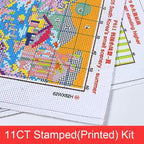 Stitchmelody Stamped Cross Stitch Kits,11CT Printed Pattern DMC Threads Embroidery Set-Happy Couple 22.4''X18.1''
