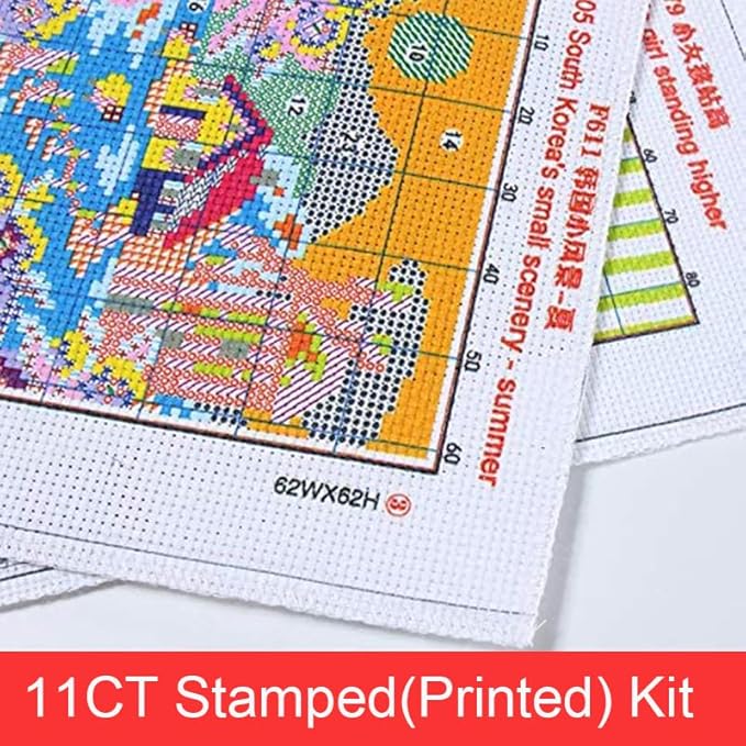 Stitchmelody Stamped Cross Stitch Kits,11CT Printed Pattern DMC Threads Embroidery Set-Happy Couple 22.4''X18.1''
