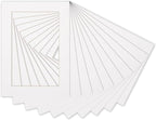 Pack of Ten 8x10 Mats Bevel Cut for 5x8 Photos - Acid Free White Precut Matboards for Pictures, Photos, Framing - 4-ply Thickness