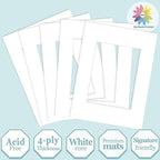 MBC Mat Board Center, 5 Pack 9X12 for 6X8 White Picture Mats Frame Mattes, Bevel Cut, Acid Free, 4-Ply Thickness