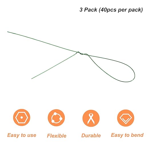 PATIKIL 32 Inch 24 Gauge Floral Stem Wire, 3 Pack/120 Pieces Bouquet Stem Paper Wrapped for DIY Crafts Flower Arrangements, Bright Green