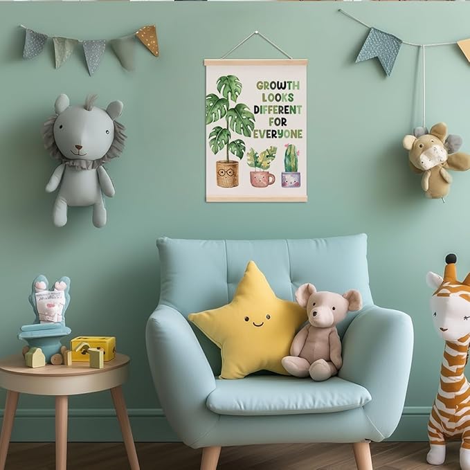 Inspirational Poster Hanger, Therapy Office Decor Growth Mindset Wall Decor Motivational Gifts Educational Posters Wall Art Wall Hanging Banner Classroom Toddler Room Nursery Home Baby Room Decor