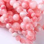 32pcs 12mm Natural Pink White Persian Jade Gemstone Beads Round Loose Spacer Beads for Jewelry Making DIY Bracelets Necklaces 15" (Pink Persian Jade, 12mm)
