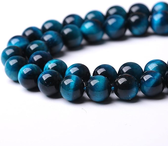 180PCS 4mm Blue Tiger Eye Gemstone Loose Beads Natural Round Loose Stone Beads for Jewelry Making DIY Bracelet Necklace Earrings 2 Strand 32"