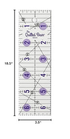 The Quilted Bear Quilting Rulers - Transparent Acrylic Non Slip Quilting, Patchwork & Sewing Ruler with Clear Black Lines & 30, 45 & 60 Degree Angles for Perfect Accuracy & Precision (2" x 6.5")