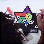 The Happy Puzzle Company The Genius Star | Toy of The Year Award Winning Family Board Game | 165,888 Possible Puzzles | Filling in Colored Shapes | Blockers to Complete A Star | Golden Star Twist