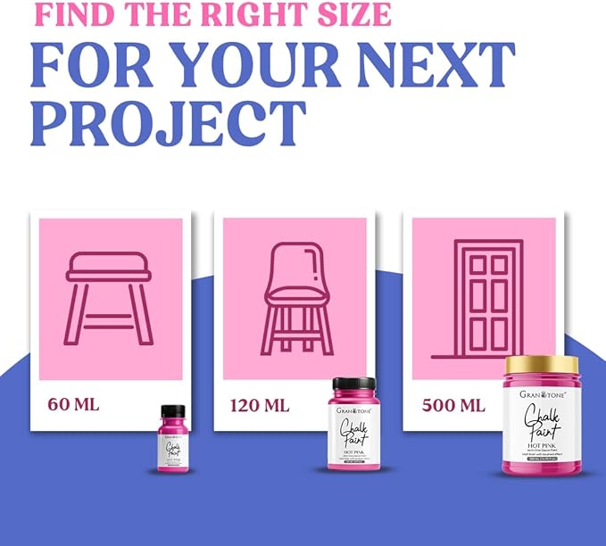 GRANOTONE Chalk Paint for Furniture | Matt-Finish Water-Based Acrylic Paint for Wood, Walls, Metal, Glass, Paper, Fabric Canvas | Maximum Coverage Chalk Paint for Kids & Adults, 120 Ml (WHITE)