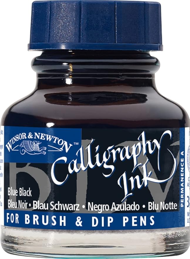 Winsor & Newton Calligraphy Ink, 30ml (1-oz) Bottle, Blue Black
