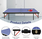 4.5FT/6FT/8FT Mid-Size Table Tennis Table Ping-Pong Table Set Foldable & Portable Table Indoor Outdoor for Family Game