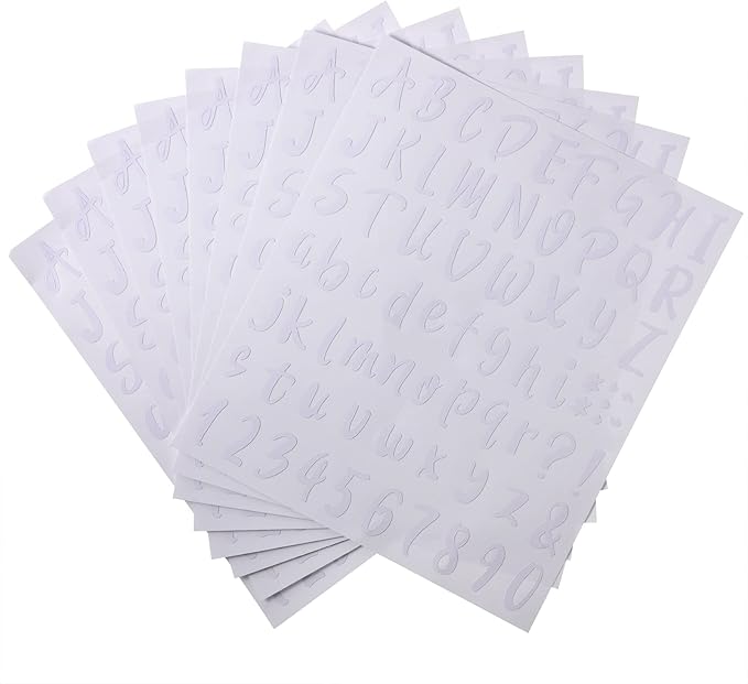 Outus 576 Pieces 8 Sheets Letters Stickers Self Adhesive Vinyl Letter Alphabet Number Stickers Mailbox Numbers Sticker, Decals for Classroom Decor, Sign, Door(White,1.5 Inch)
