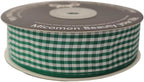Green and White Woven Edge Plaid Ribbon 100% Polyester Gingham Ribbon 25 Yards Each Roll (1",Green)