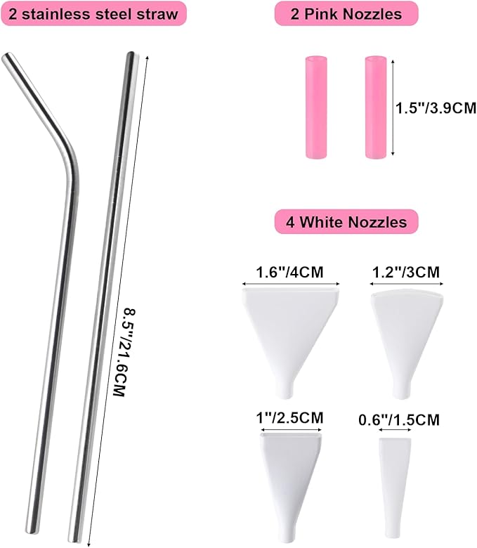 Stainless Steel Straw Blow Nozzles Set for Acrylic Paint Pouring Tools, Pour Painting Supplies for Fluid Art Bloom and Dutch Pour Techniques 4 Set