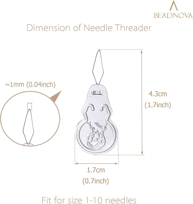 BEADNOVA Embroidery Needle Threader Tool 50pcs Aluminum Sewing Machine Needle Threader for Hand Sewing Cross Stitch Craft Knitting Quilting (50pcs)