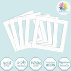 MBC Mat Board Center, 5 Pack 10x10 for 8x8 White Picture Mats Frame Mattes, Bevel Cut, Acid Free, 4-ply Thickness