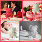 Rose Bear Candle Mold,Teddy Bear Silicone Molds for Candle Making,Epoxy Resin Bears Molds for DIY Handmade Soaps, DIY Candle, Mother's Day Gifts, Birthday Gifts, Home Decor Crafts (Mini)