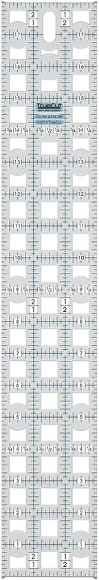 TrueCut Rectangle 3" x 18" Quilting Ruler with Track and Guide for Straight Cuts - Innovative Quilting and Sewing Ruler for Accurate Fabric Cuts with 1/8th Measurements