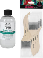 Jerry's Artarama InstaVar™ Gloss Picture Varnish & Varnish Brush Sets - Perfect for Varnish Paintings, Artists, Professionals, Restoration, & More! - 8.4oz Bottle w/ Set of 6 Brushes