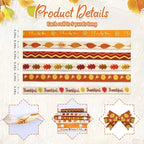 6 PCS Thanksgiving Fall Ribbons - 3/8'' Width Pumpkin Orange Satin Metallic Words Maple Leaves Craft Ribbons for Gift Wrapping & Decorations